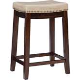 Claridge Counter Stool in Beige Leatherette & Brown Wood