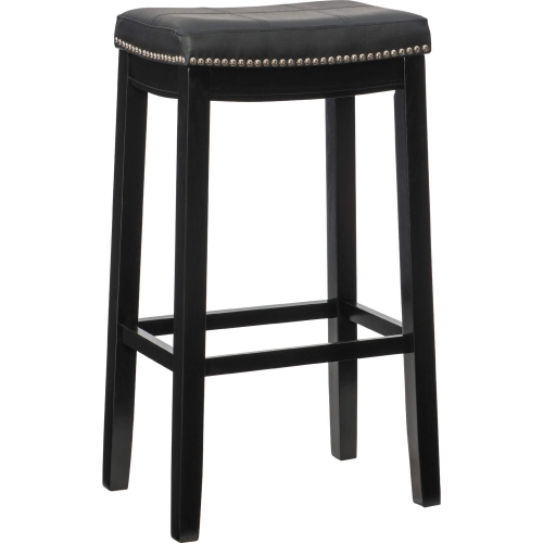 Claridge Bar Stool in Black Leatherette & Black Wood