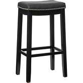 Claridge Bar Stool in Black Leatherette & Black Wood