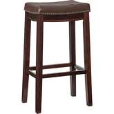Claridge Bar Stool in Brown Leatherette & Brown Wood