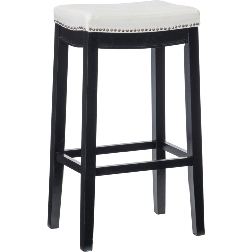 Claridge Bar Stool in White Leatherette & Black Wood
