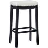 Claridge Bar Stool in White Leatherette & Black Wood