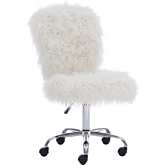 Linon Armless Office Chair in White Faux Flokati Fabric