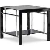 End Table in Black Steel & Black Glass