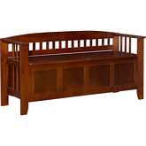 Linon Split Seat Storage Bench in Walnut Finish Wood