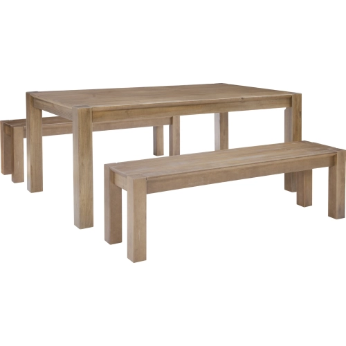 Riley 3 Piece Dining Set in Grey Wash Pine Wood
