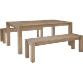 Riley 3 Piece Dining Set in Grey Wash Pine Wood