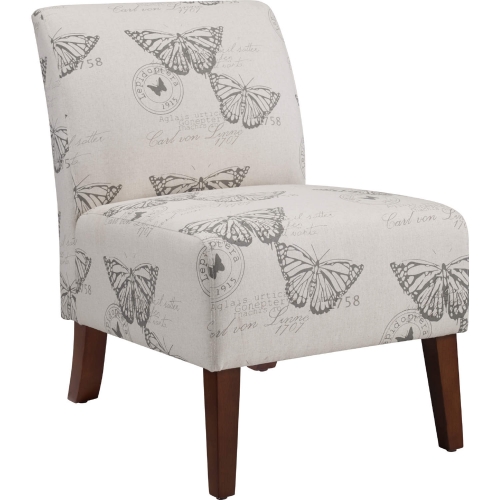 Lily Accent Chair in Butterfly Pattern Fabric