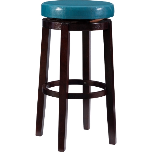 Maya 29" Bar Stool in Teal Blue Leatherette & Wood