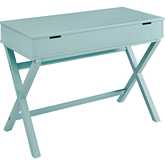 Peggy Lift Top Desk in Pastel Turquoise Blue Finish Wood