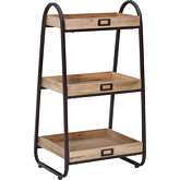 Linon 3 Tier Bath Stand Bookcase in Rustic Brown Wood & Iron