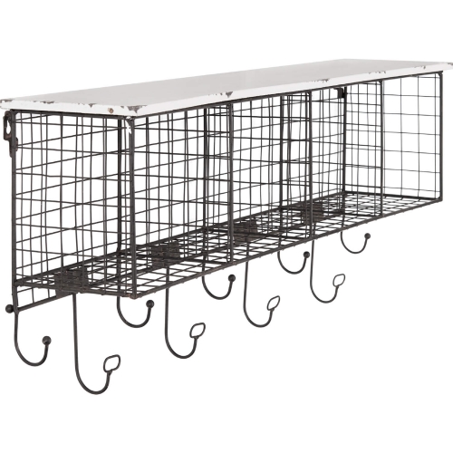 Four Cubby Wall Shelf in Black & White