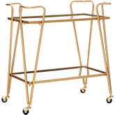 Linon Bar Cart in Gold Iron & Mirror