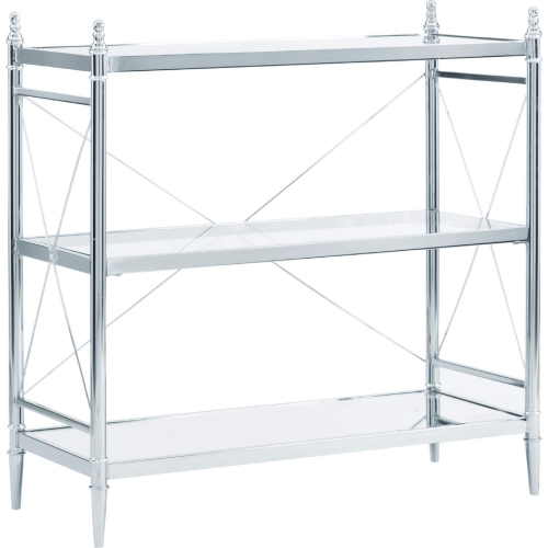 Pinnacle Floor Console Table in Chrome, Mirror & Glass