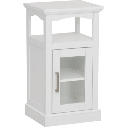 Serenity Demi Cabinet in White Wood & Tempered Glass
