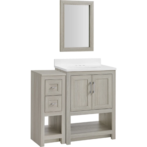 Blakely 25" Vanity Mirror & Floor Cabinet Set in Sandstone