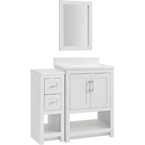 Blakely 25" Vanity Mirror & Floor Cabinet Set in White