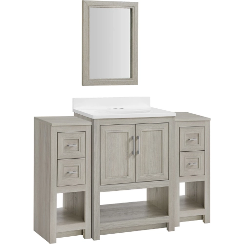 Blakely 25" Vanity Mirror & 2 Floor Cabinet Set in Sandstone