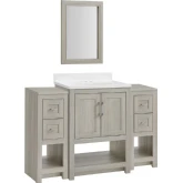 Blakely 25" Vanity Mirror & 2 Floor Cabinet Set in Sandstone