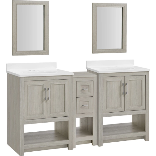 Blakely II 25" Vanity Mirror & Floor Cabinet Set in Sandstone