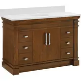 Lankford 48" Bathroom Vanity in Walnut Brown Wood & White Quartz