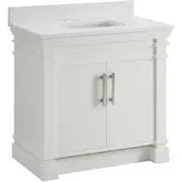 Lankford 36" Bathroom Vanity in White Finish Wood & White Quartz