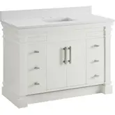 Lankford 48" Bathroom Vanity in White Finish Wood & White Quartz