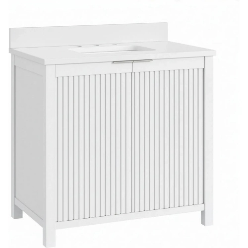 Reddick 36" Vanity in White Wood & White Quartz