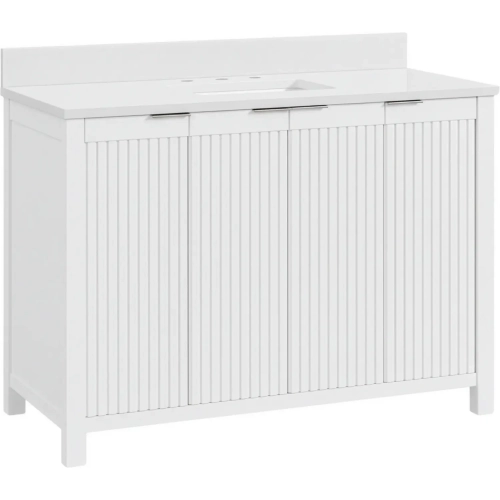 Reddick 48" Vanity in White Wood & White Quartz