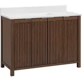 Reddick 48" Vanity in Cherry Brown Wood & White Quartz