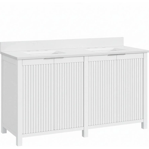 Reddick 60" Vanity in White Wood & White Quartz