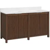Reddick 60" Vanity in Cherry Brown Wood & White Quartz