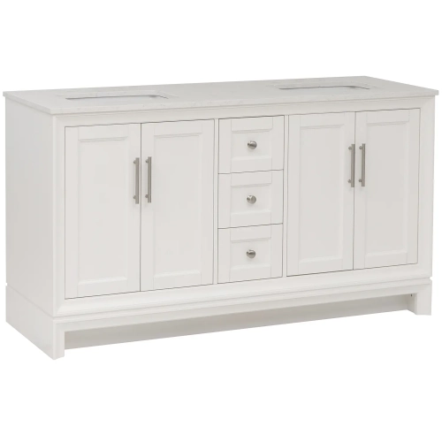 Athens 60" Bathroom Vanity in White Finish Wood
