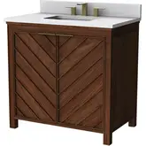 LaRay 36" Bathroom Vanity in Cherry Brown Wood & White Quartz