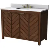 LaRay 48" Bathroom Vanity in Cherry Brown Wood & White Quartz