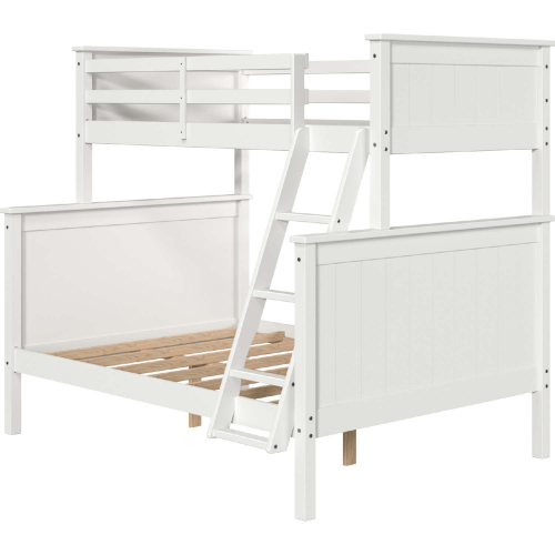 Leah Twin over Full Bunk Bed in White Finish Wood