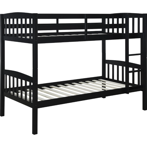 Perryton Twin over Twin Bunk Bed in Black Finish Wood