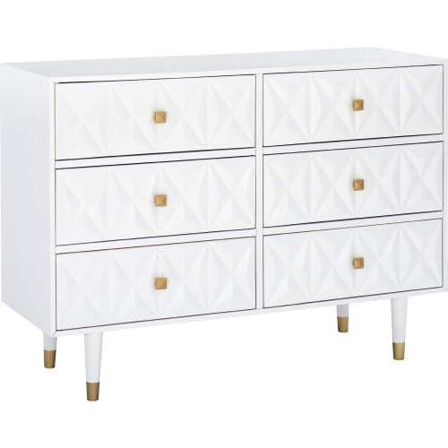 Geo Texture 6 Drawer Dresser in White