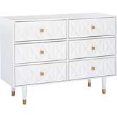 Geo Texture 6 Drawer Dresser in White