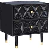 Geo Texture 2 Drawer Night Stand in Black