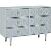 Geo Texture 6 Drawer Dresser in Grey
