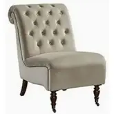 Cora Slipper Accent Chair in Tufted Mink Beige Fabric