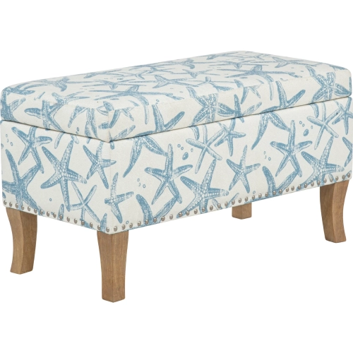 Stephanie Bench in Blue Starfish Pattern Fabric