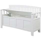 Cynthia Storage Bench in White Finish Wood