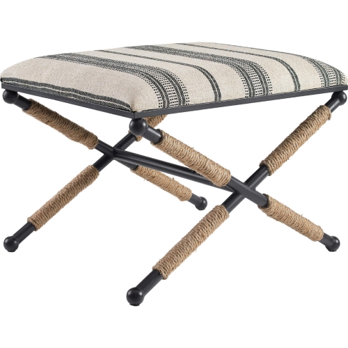 Logue Campaign Ottoman in Neutral & Black Fabric