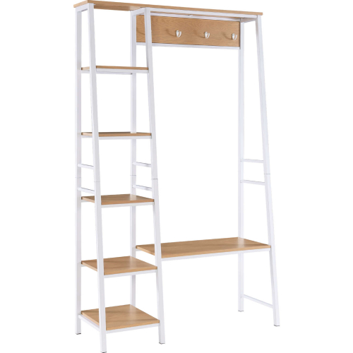 Austin Hall Tree in White Metal & Wood