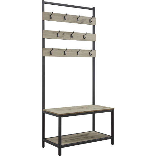 Hayden Hall Tree in Grey Metal & Wood Veneer