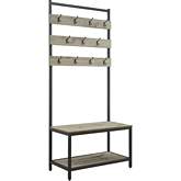 Hayden Hall Tree in Grey Metal & Wood Veneer