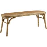 Conelly Bentwood Bench in Brown Finish Wood & Rattan