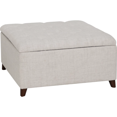 Madeleine Square Storage Ottman in Tufted Natural Beige Fabric